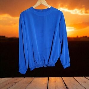 Vintage Da Rue California Sz XXL  Elegant Blue Women's Top Elastic Waist
